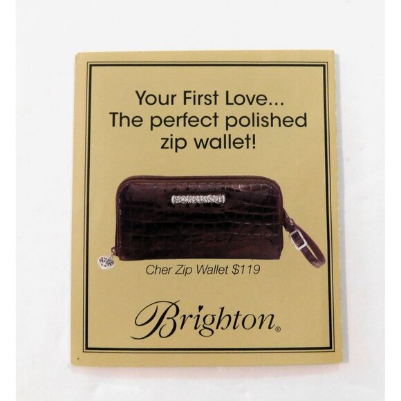 Brighton Cher Zip Wallet Brown Croc Emboss Patent Leather Adj. Removable Strap - Picture 11 of 11